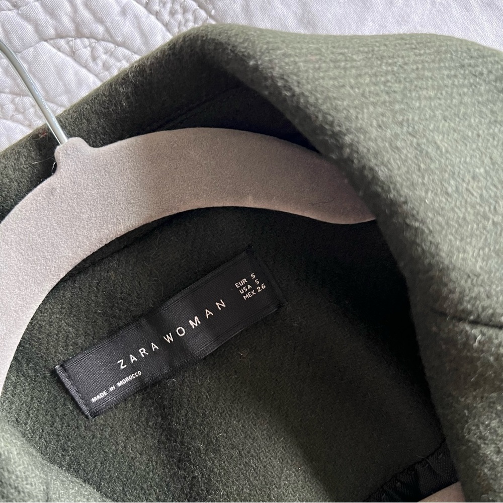 Zara - Structured Wool Blend Pea Coat - Green - image 5
